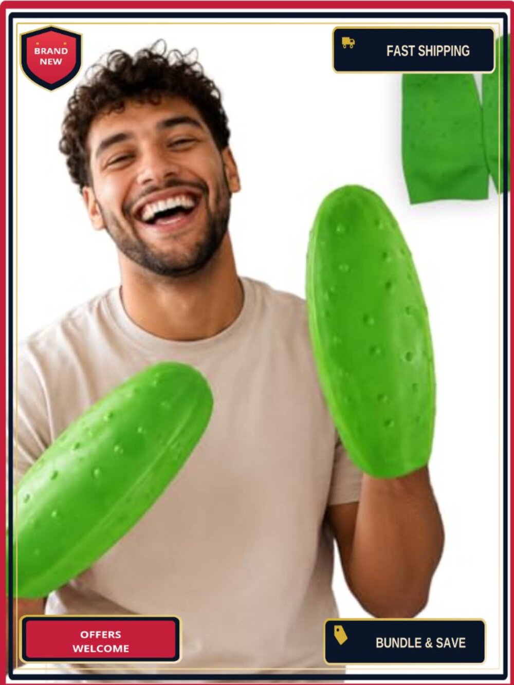 Oversized Pickle Hands Novelty Gloves Costume Accessory